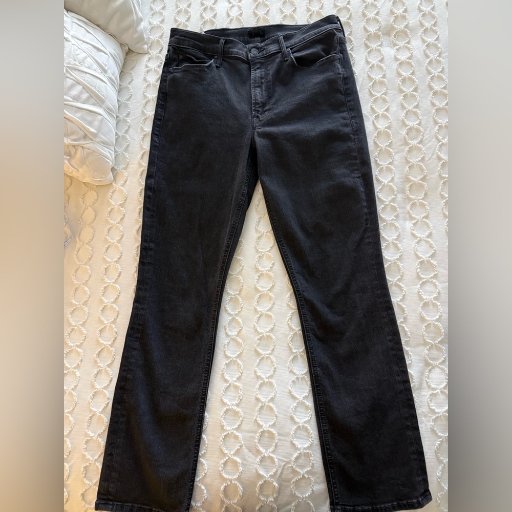 MOTHER Black Straight Leg Jeans